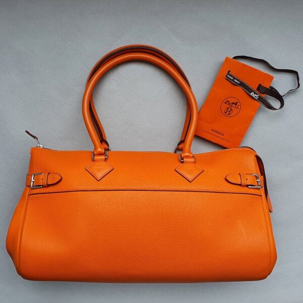 Hermes Tote Orange Leather with Palladium Hardware #OLYK-1