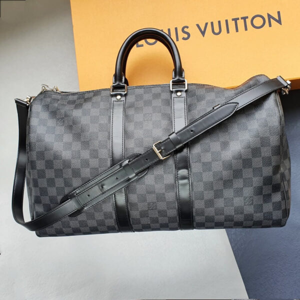 LV Keepall 45cm Damier Graphite Coated Canvas with Leather and Silver Hardware #OLUK-1