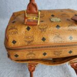 MCM Vintage Boston Bag Brown Visetos Coated Canvas With Leather And Gold Hardware #OLLO-1 - Image 9