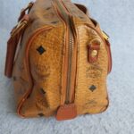 MCM Vintage Boston Bag Brown Visetos Coated Canvas With Leather And Gold Hardware #OLLO-1 - Image 8