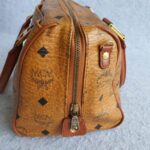 MCM Vintage Boston Bag Brown Visetos Coated Canvas With Leather And Gold Hardware #OLLO-1 - Image 7