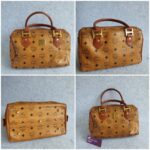 MCM Vintage Boston Bag Brown Visetos Coated Canvas With Leather And Gold Hardware #OLLO-1 - Image 2