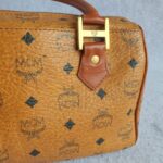 MCM Vintage Boston Bag Brown Visetos Coated Canvas With Leather And Gold Hardware #OLLO-1 - Image 6