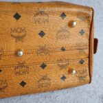 MCM Vintage Boston Bag Brown Visetos Coated Canvas With Leather And Gold Hardware #OLLO-1 - Image 12