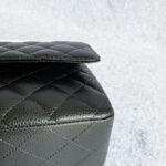 Chanel Medium Double Flap Black Grained Calfskin with Gold Hardware #OLKT-1 - Image 12