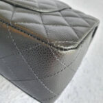 Chanel Medium Double Flap Black Grained Calfskin with Gold Hardware #OLKT-1 - Image 13