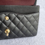 Chanel Medium Double Flap Black Grained Calfskin with Gold Hardware #OLKT-1 - Image 22