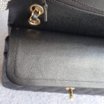 Chanel Medium Double Flap Black Grained Calfskin with Gold Hardware #OLKT-1 - Image 17