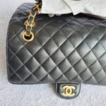 Chanel Medium Double Flap Black Grained Calfskin with Gold Hardware #OLKT-1 - Image 3