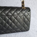 Chanel Medium Double Flap Black Grained Calfskin with Gold Hardware #OLKT-1 - Image 6