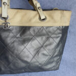 Chanel Paris Biarittz Grey/Beige Coated Canvas with Leather and Silver Hardware #GLOLS-1 - Image 4