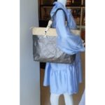 Chanel Paris Biarittz Grey/Beige Coated Canvas with Leather and Silver Hardware #GLOLS-1 - Image 33