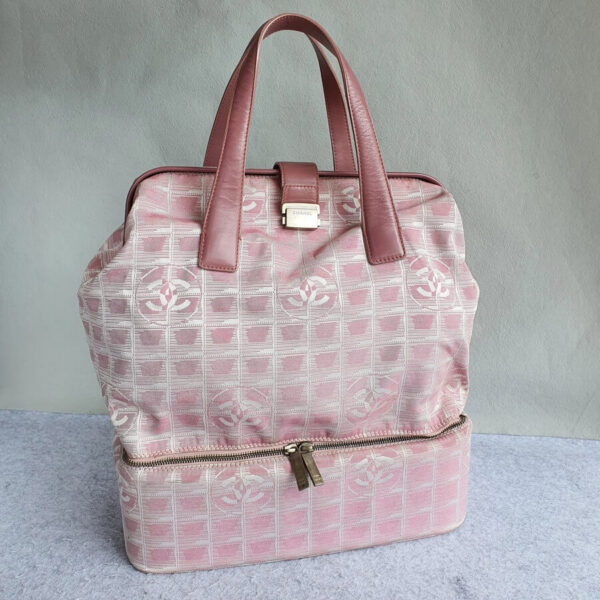 Chanel Traveline Travel Bag Pink Canvas with Leather and Silver Hardware #OLRK-1