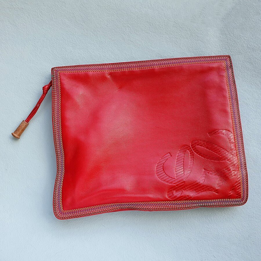 Loewe Clutch Red Nappa Leather with Gold Hardware #GLOLU-6