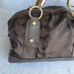 MCM Boston Bag Brown Canvas With Leather And Gold Hardware #OLSL-6 - Image 5