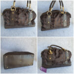 MCM Boston Bag Brown Canvas With Leather And Gold Hardware #OLSL-6 - Image 2