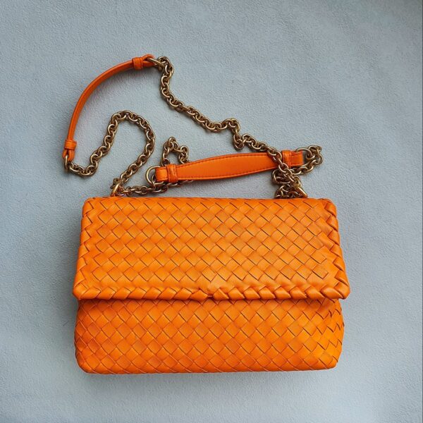Bottega Veneta Shoulder Bag Orange Nappa Leather with Gold Hardware #OULE-4