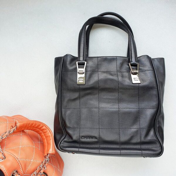 Chanel Tote Black Soft Calf Leather with Silver Hardware #OUKL-2