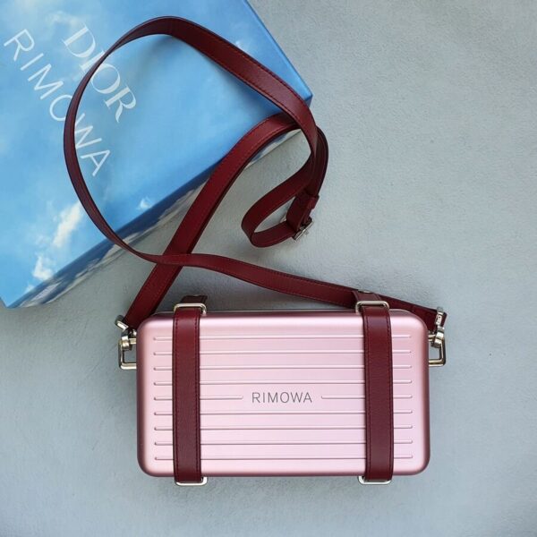 Dior x Rimova Personal Pouch Light Pink /Maroon Aluminum with Calf Leather and Silver Hardware #OULL-6