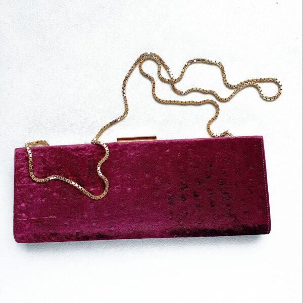 Ferragamo Sling Bag/Clutch Dark Purple Velvet with Gold Hardware #OUCK-3