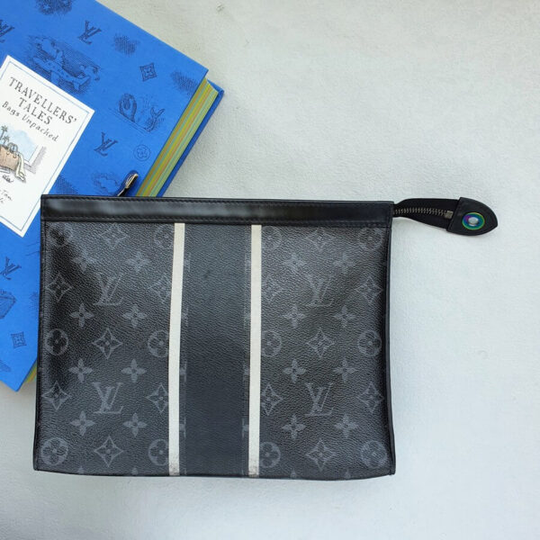 LV Pochette Voyage M64440 Monogram Eclipse Coated Canvas with Leather and Silver Hardware #GLOCS-1