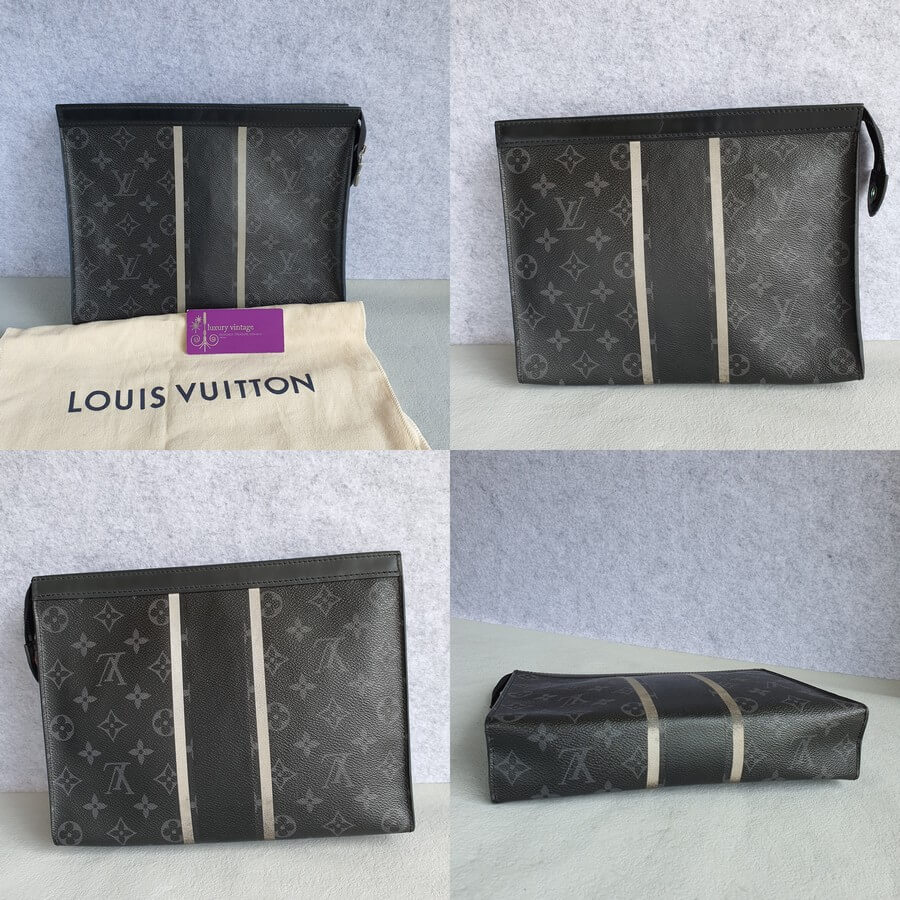 LV Pochette Voyage M64440 Monogram Eclipse Coated Canvas with Leather and  Silver Hardware #GLOCS-1 – Luxuy Vintage