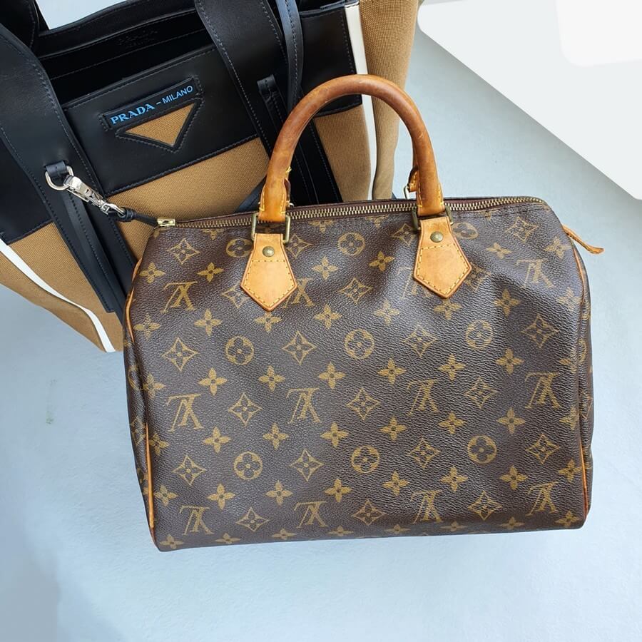 LV Speedy 30cm Monogram Canvas with Leather and Gold Hardware #GLOUS-1
