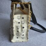 MCM Vintage Shoulder Bag White/Black Visetos Coated Canvas With Leather And Gold Hardware #OUCT-1 - Image 8