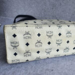 MCM Vintage Shoulder Bag White/Black Visetos Coated Canvas With Leather And Gold Hardware #OUCT-1 - Image 9