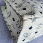 MCM Vintage Shoulder Bag White/Black Visetos Coated Canvas With Leather And Gold Hardware #OUCT-1 - Image 12