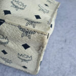 MCM Vintage Shoulder Bag White/Black Visetos Coated Canvas With Leather And Gold Hardware #OUCT-1 - Image 13