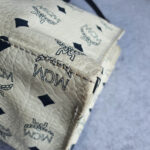 MCM Vintage Shoulder Bag White/Black Visetos Coated Canvas With Leather And Gold Hardware #OUCT-1 - Image 14