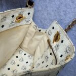 MCM Vintage Shoulder Bag White/Black Visetos Coated Canvas With Leather And Gold Hardware #OUCT-1 - Image 23