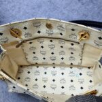 MCM Vintage Shoulder Bag White/Black Visetos Coated Canvas With Leather And Gold Hardware #OUCT-1 - Image 25