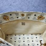 MCM Vintage Shoulder Bag White/Black Visetos Coated Canvas With Leather And Gold Hardware #OUCT-1 - Image 24