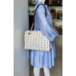 MCM Vintage Shoulder Bag White/Black Visetos Coated Canvas With Leather And Gold Hardware #OUCT-1 - Image 26