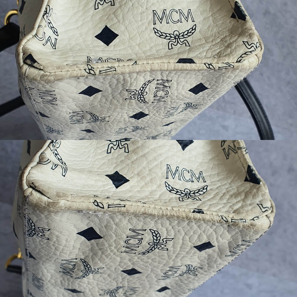 Mcm Mini Kelly Visetos Coated Canvas Shoulder Bag White