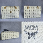 MCM Vintage Shoulder Bag White/Black Visetos Coated Canvas With Leather And Gold Hardware #OUCT-1 - Image 2