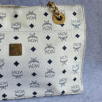 MCM Vintage Shoulder Bag White/Black Visetos Coated Canvas With Leather And Gold Hardware #OUCT-1 - Image 4