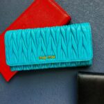 Miu Miu Wallet 5M1109 Turquoise Blue Lambskin with Gold Hardware #GLOCY-2