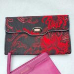 Bvlgari Clutch Black/red Canvas with Leather and Gold Hardware #OUSR-3