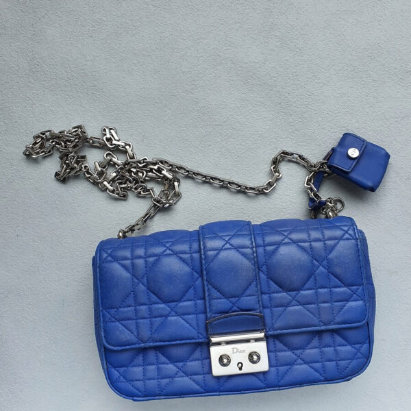 C.Dior Miss Dior Promenade Pouch Blue Lambskin with Silver Hardware #OUSK-3