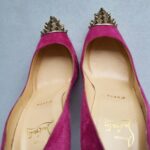 Christian Louboutin SZ37.5 Pump Suede Leather with Spikes Shoes #OEKR-3 - Image 4