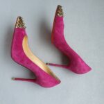 Christian Louboutin SZ37.5 Pump Suede Leather with Spikes Shoes #OEKR-3 - Image 3