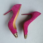 Christian Louboutin SZ37.5 Pump Suede Leather with Spikes Shoes #OEKR-3 - Image 2