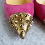Christian Louboutin SZ37.5 Pump Suede Leather with Spikes Shoes #OEKR-3 - Image 5