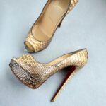 Christian Louboutin SZ38 Lady Peep 150 Python Tropicana Specchi Colombe/beige Heels #YTTU-2