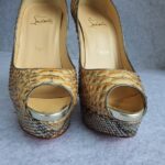 Christian Louboutin Size 38.5 Lady Peep 150 Python Tropicana Specchi Colombe/beige Heels #YTTU-2 - Image 4