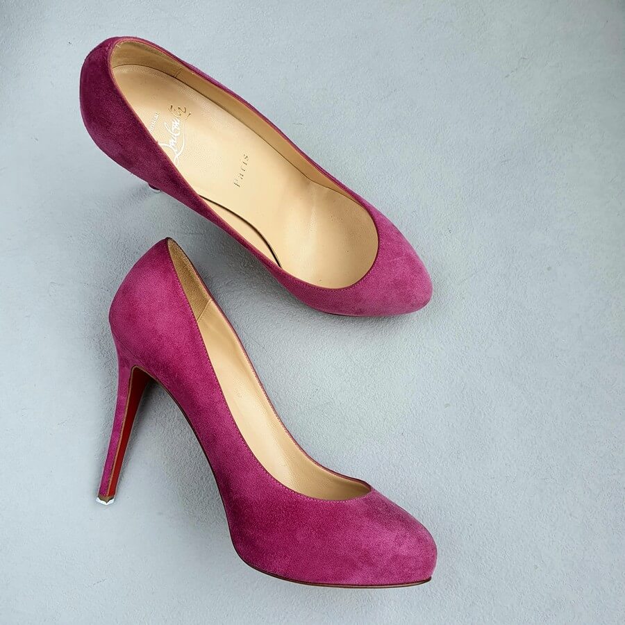 Christian Louboutin SZ38.5 Pumps Pink Suede leather Shoes #KLLY-36