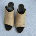 G.Zanotti Size 39 Peep Toe Pleated Lambskin Shoes #KLLY-58 - Image 3